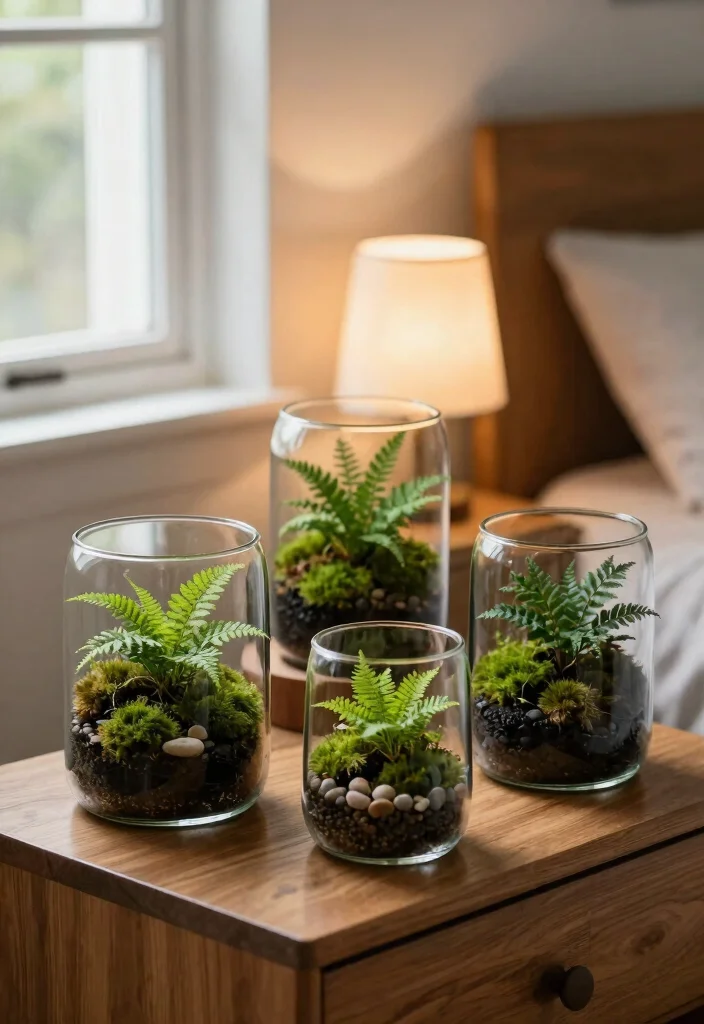 9 Relaxing Plant Shelf Ideas Bedroom Sanctuaries 4. Clear Glass Terrariums 0