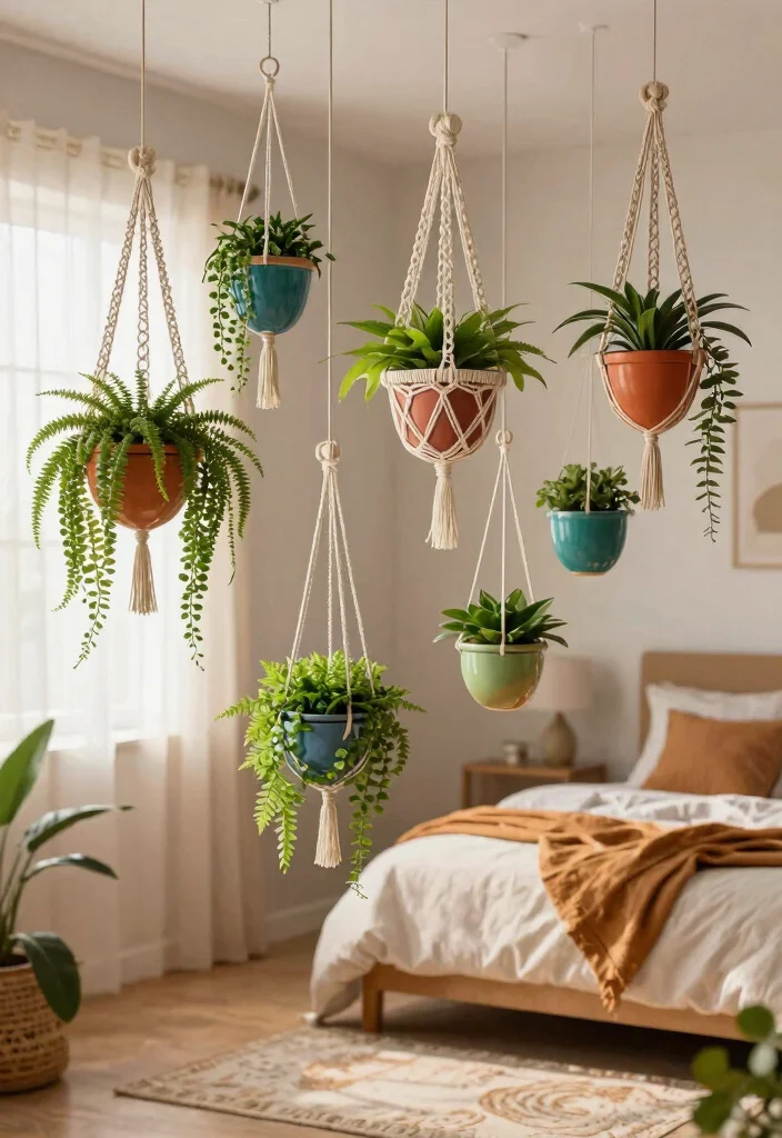 9 Relaxing Plant Shelf Ideas Bedroom Sanctuaries 6. Hanging Planters 0