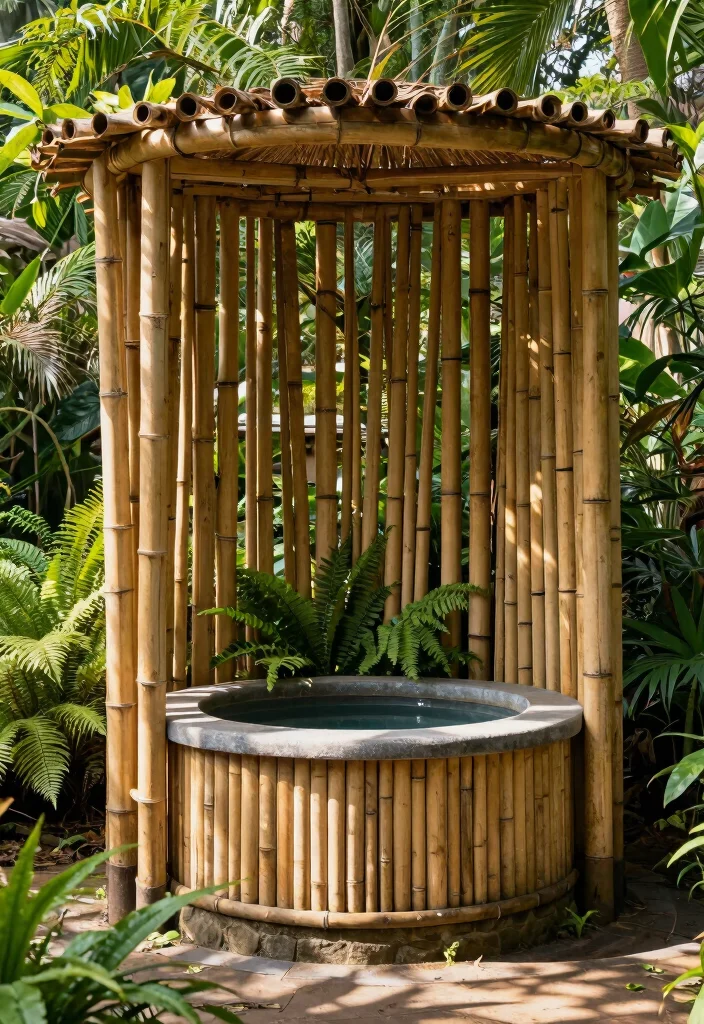9 Rustic Stock Tank Pool Cover Ideas for Clean Water 3. Natural Bamboo Cover 0
