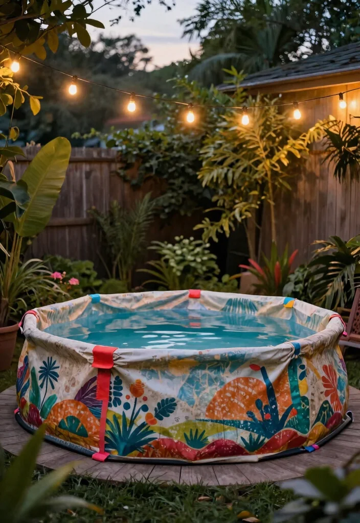9 Rustic Stock Tank Pool Cover Ideas for Clean Water 7. Rustic Vintage Tarp 0