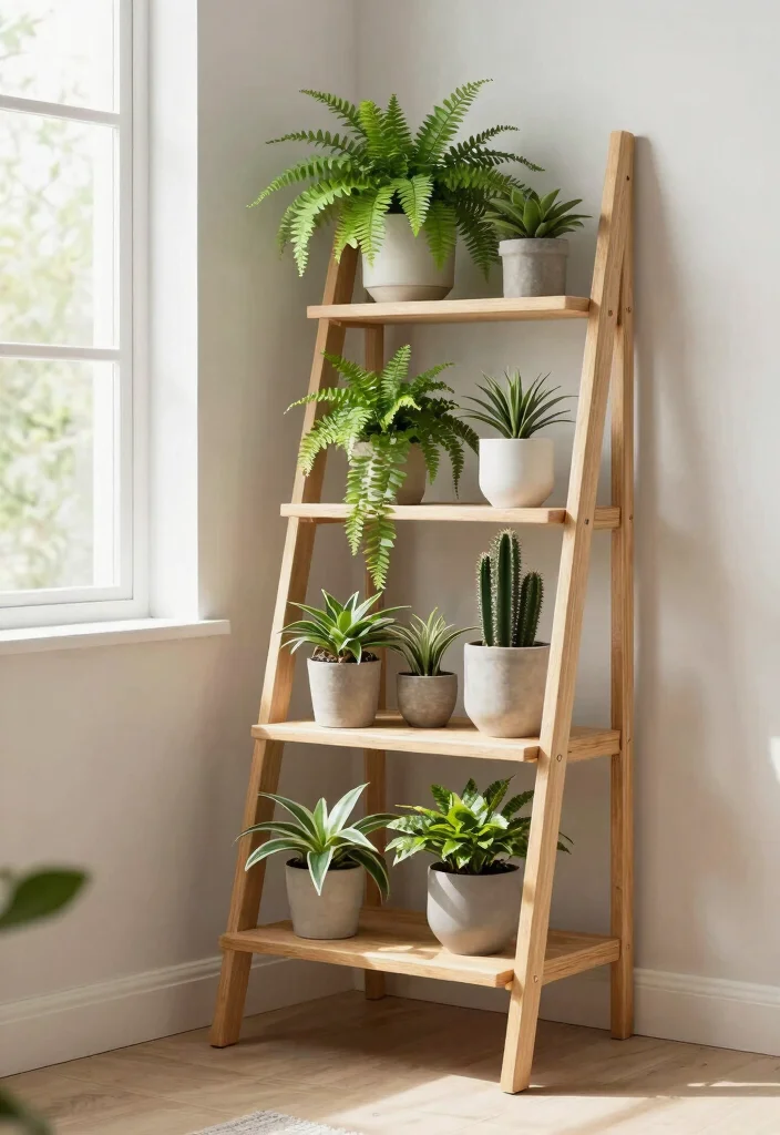 9 Space Saving Corner Shelf Plant Ideas for Small Rooms 2. Corner Ladder Shelf A Versatile Display 0