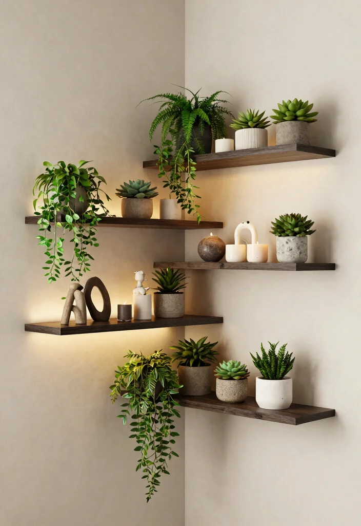 9 Space Saving Corner Shelf Plant Ideas for Small Rooms 5. Geometric Shelves for Modern Elegance 0