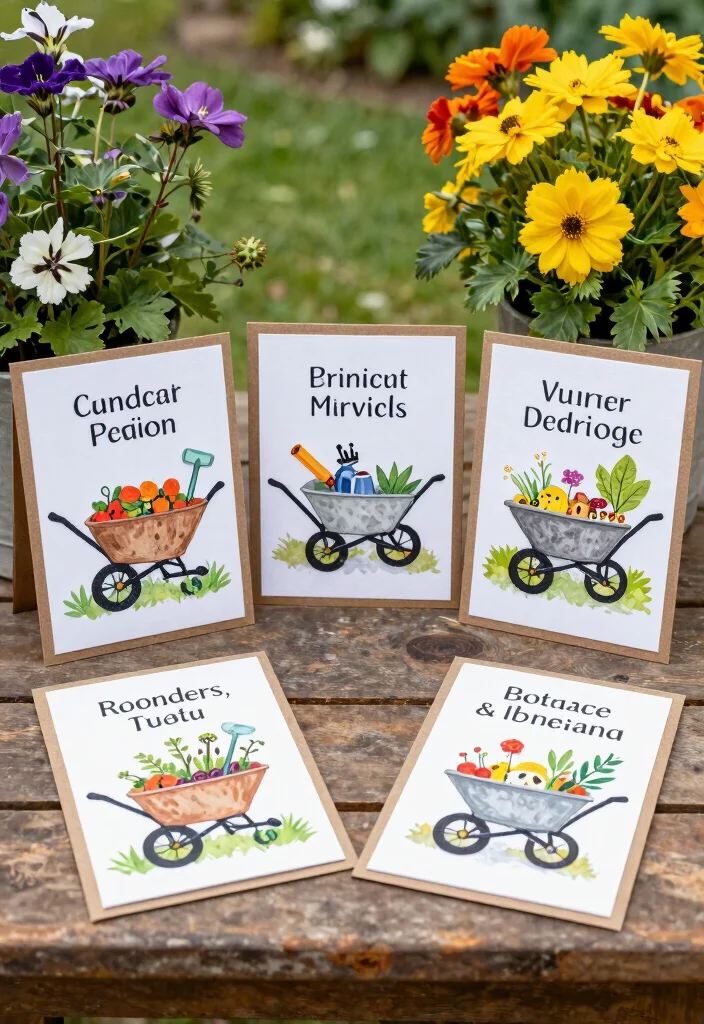 9 Sweet Wheelbarrow Card Ideas for Handmade Crafts 7. Themed Wheelbarrow Card Set 0